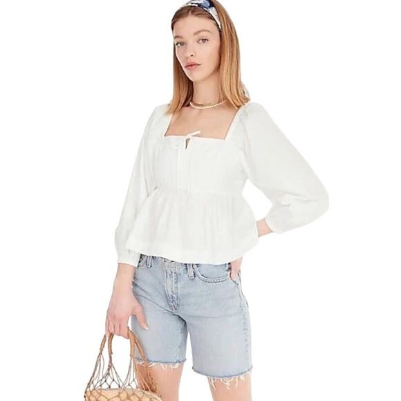 J. Crew Tops - J.Crew Women's Square Neck Cotton Poplin Top White Size 10